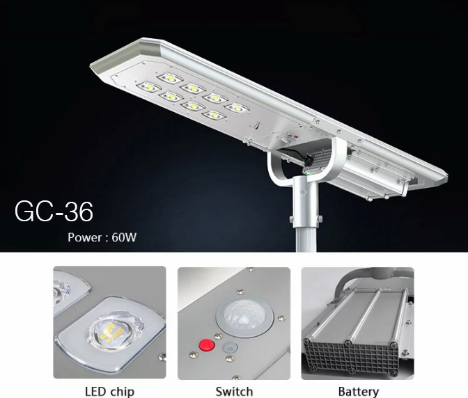 Kelebihan lampu jalan tenaga matahari model atlas 60 watt GC-36