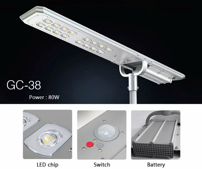 Jual lampu jalan PJU tenaga surya model all in one atlas 80 watt GC-38