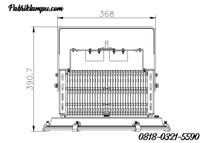 Dimensi lampu sorot 150-500 watt