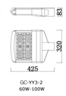 Ukuran dan dimensi lampu pju 60-100watt